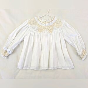 Zara White Blouse w/Smocking ~ sz 2/3